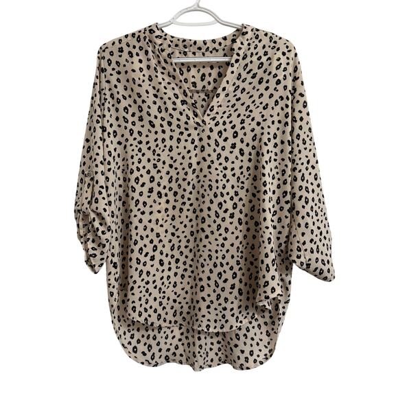 No Brand Size Medium Women’s 3/4 Sleeve Blouse White Cheetah Print Pullover - Picture 1 of 4